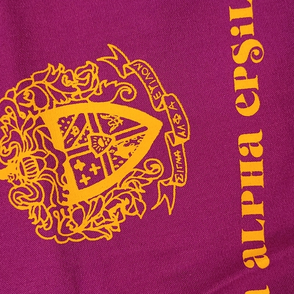 SALE!SAE Sigma Alpha Epsilon Purple Gold Large Vtg Casual Mens Drawstring Shorts - Picture 6 of 10
